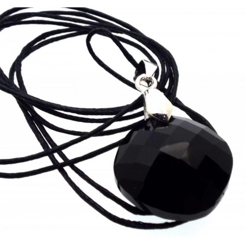 Round Faceted Black Star Andara Crystal Pendant